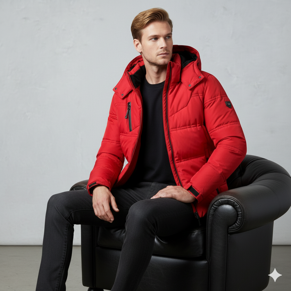 Warmer Herren Daunenmantel mit Kapuze | Winter & Freizeit