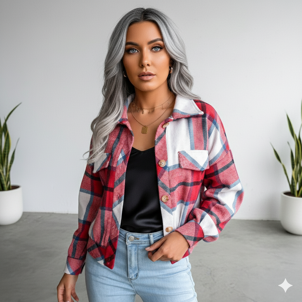 Damen Karo Hemdjacke | Lässig & Weich | Herbst