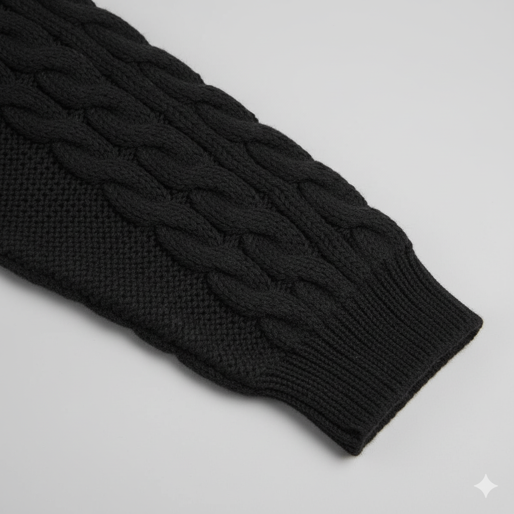 Damen Strickpullover mit Zopfmuster | Warm & Hochgeschlossen | Winter