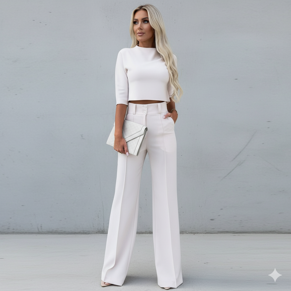 Kurzes Oberteil & High Waist Hose | Weit & Elegant