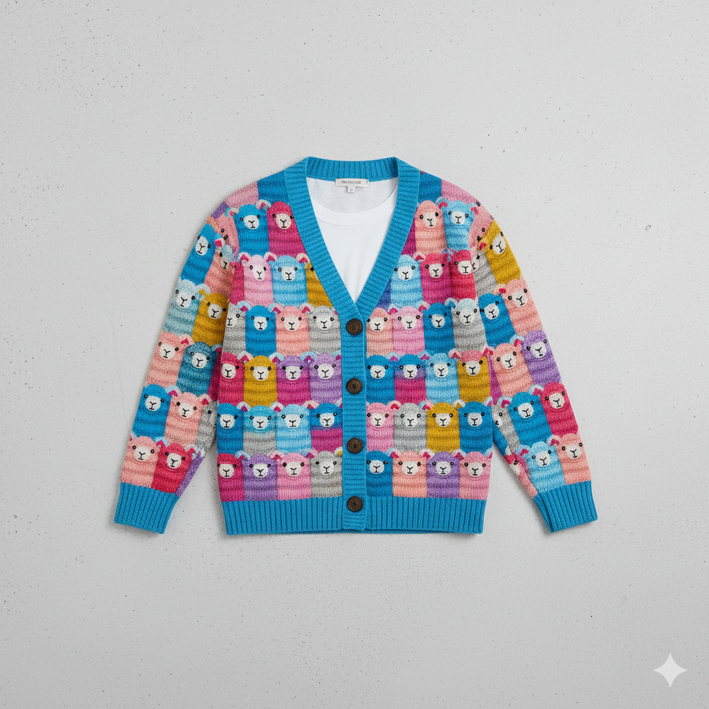 Damen Cardigan mit buntem Strickjacke | Herbst Winter