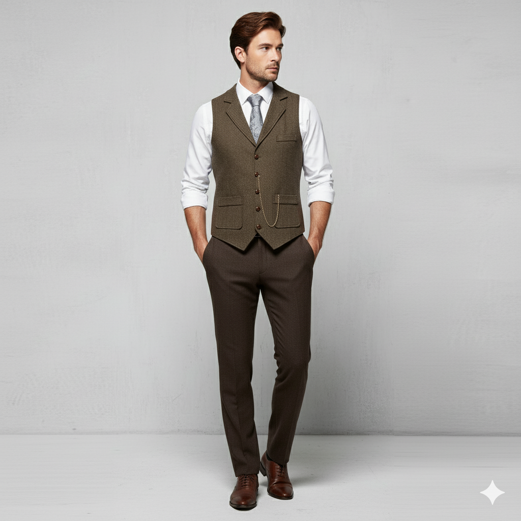 Herren Weste mit Fischgrätenmuster | Elegant & Modern | Herbst/Winter