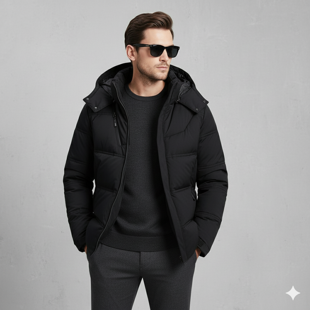 Warme Herren Daunenjacke mit Kapuze | Winter | Slim Fit
