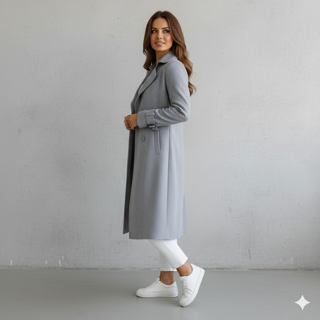 Damen Wollmantel mit Reverskragen | Elegant & Mittellang | Herbst/Winter