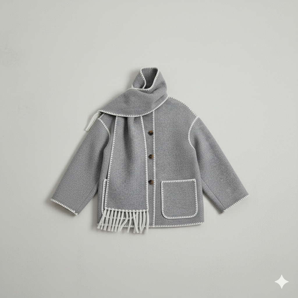 Damen Wollmantel mit Schal Kragen | Winter | Locker & Warm