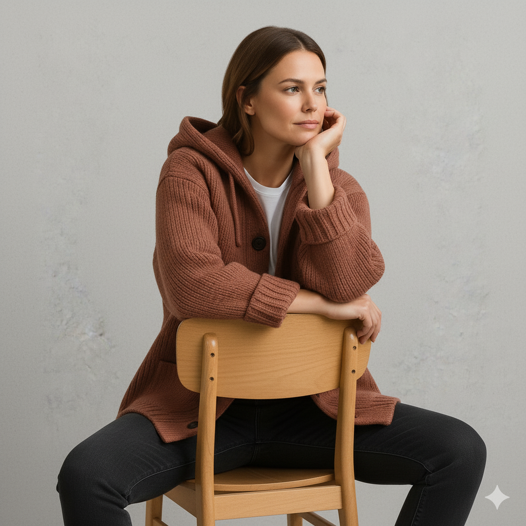 Kuscheliger Damen Strickjacke mit Kapuze | Warm für Herbst/Winter