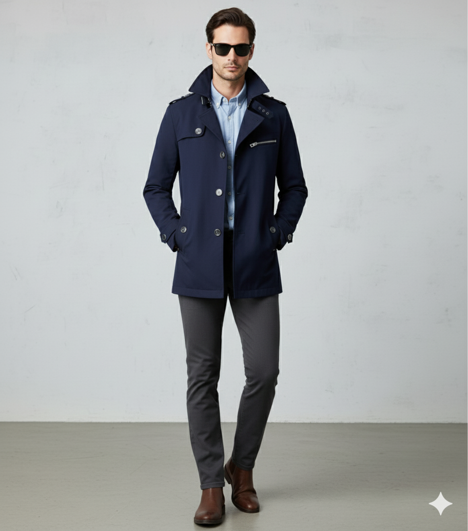 Eleganter Herren Trenchcoat mit Reverskragen | Herbst Übergang