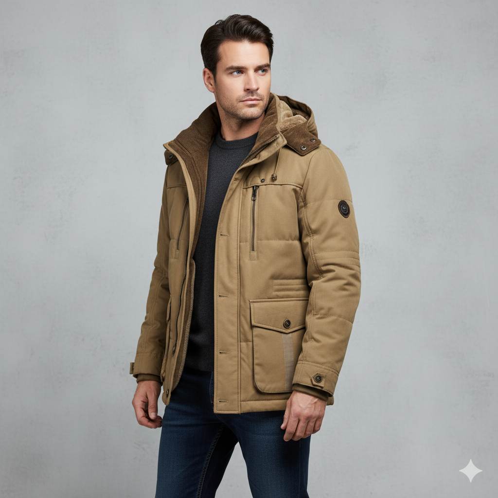 Warmer Herren Wintermantel mit Kapuze | Dick & Funktional