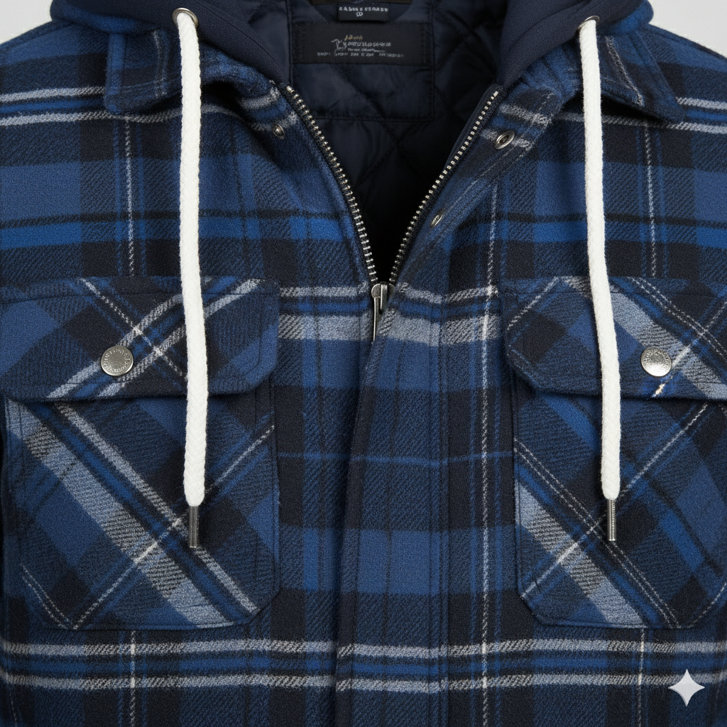 Gepolsterte Herrenjacke mit Karomuster | Warm & Casual Winter