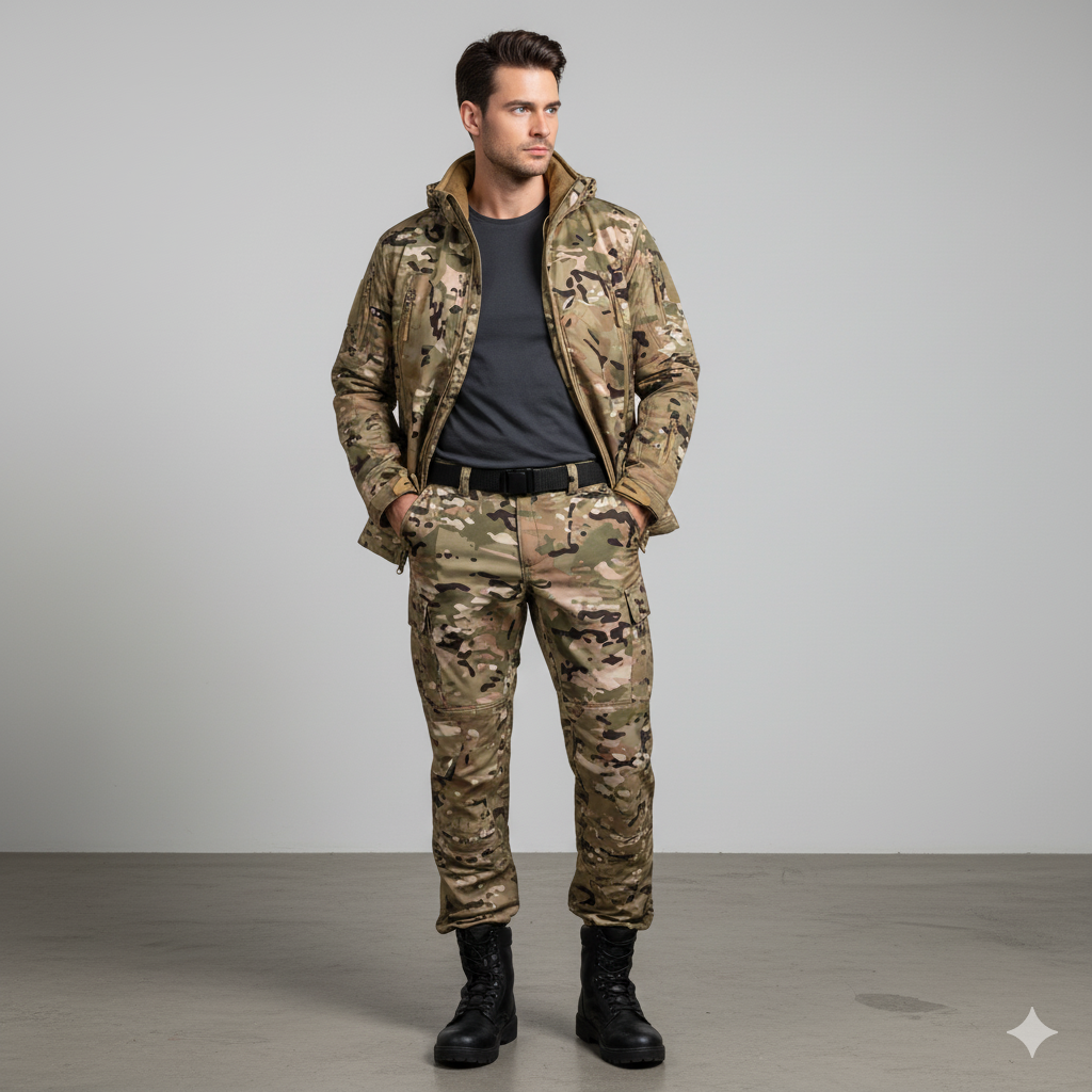 Herren Outdoor Taktikanzug mit Kapuze | Wasserabweisend & Winter