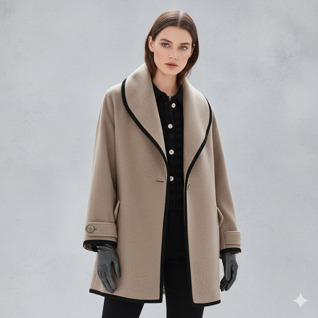 Eleganter Damenmantel mit Kontrastdetails | Herbst/Winter