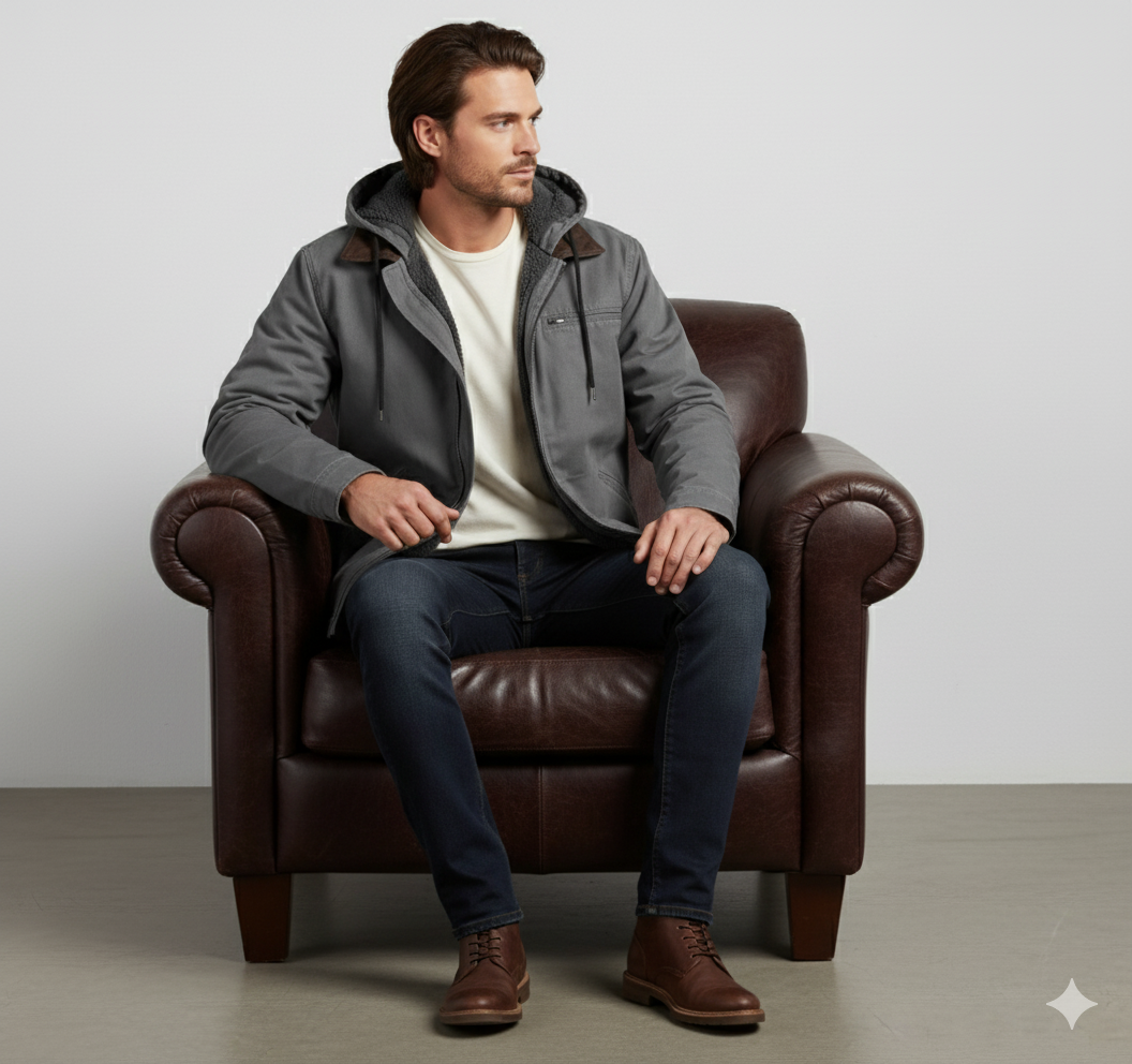 Warme Herren Kapuzenjacke mit Fleecefutter | Herbst Winter