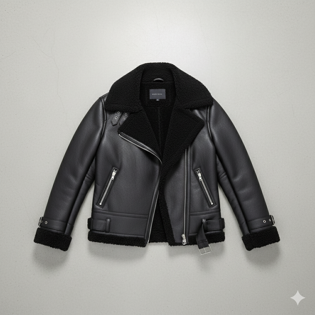 Damen Jacke mit Kunstfellkragen | Biker Style & Warm | Winter