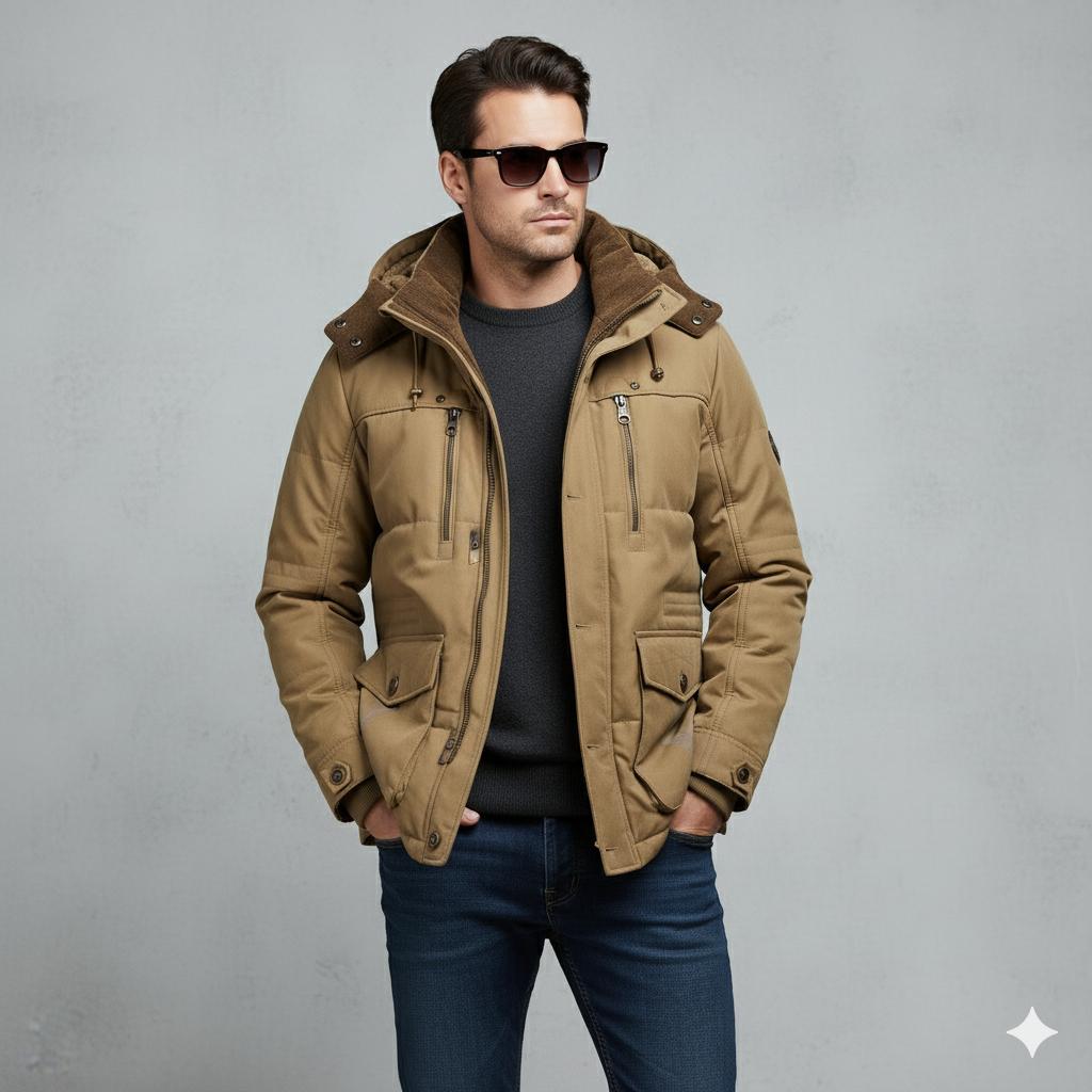 Warmer Herren Wintermantel mit Kapuze | Dick & Funktional