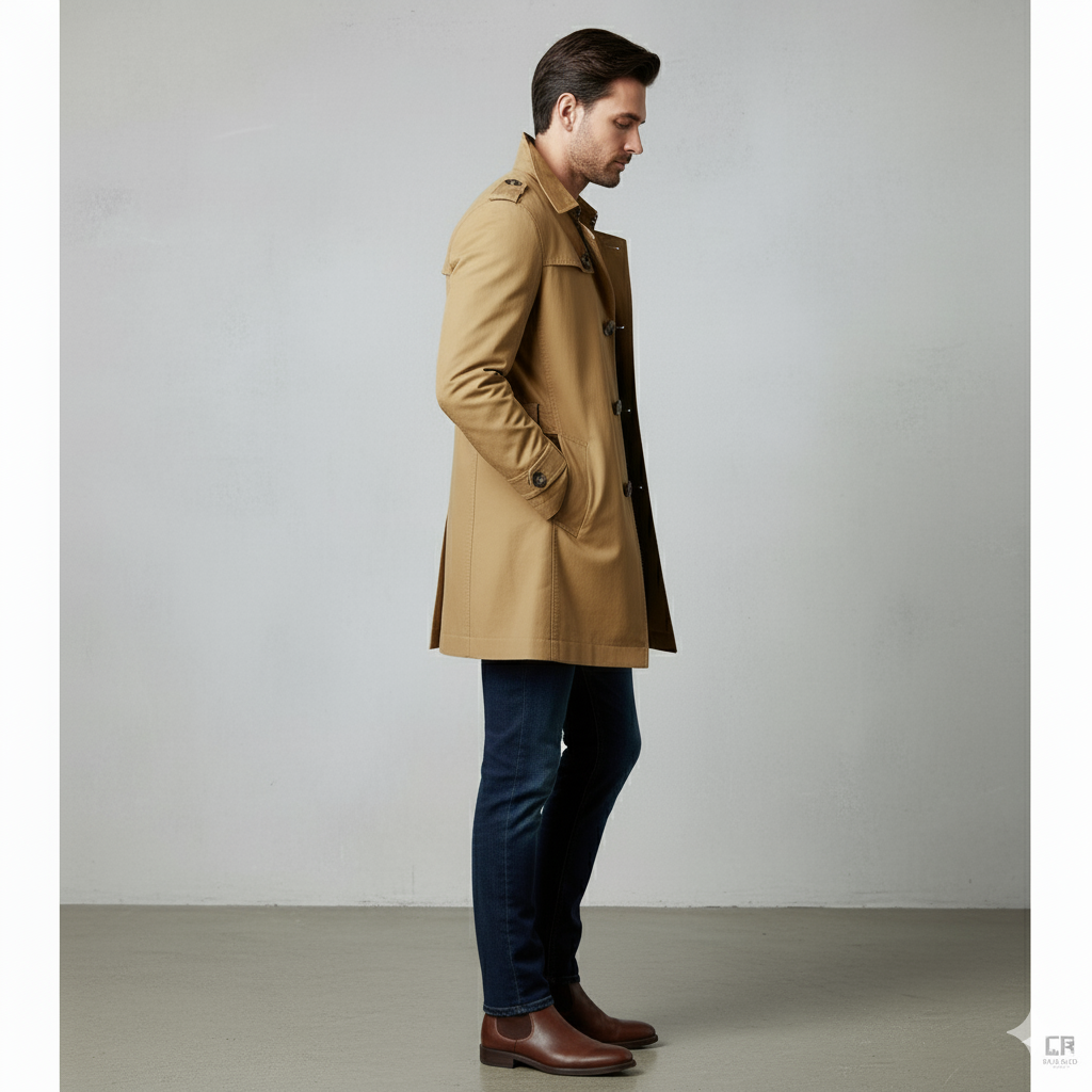 Eleganter Herren Trenchcoat mit Reverskragen | Herbst Übergang