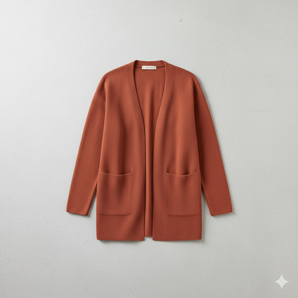Langer Damen Strickjacke mit Taschen | Herbst & Winter | Elegant
