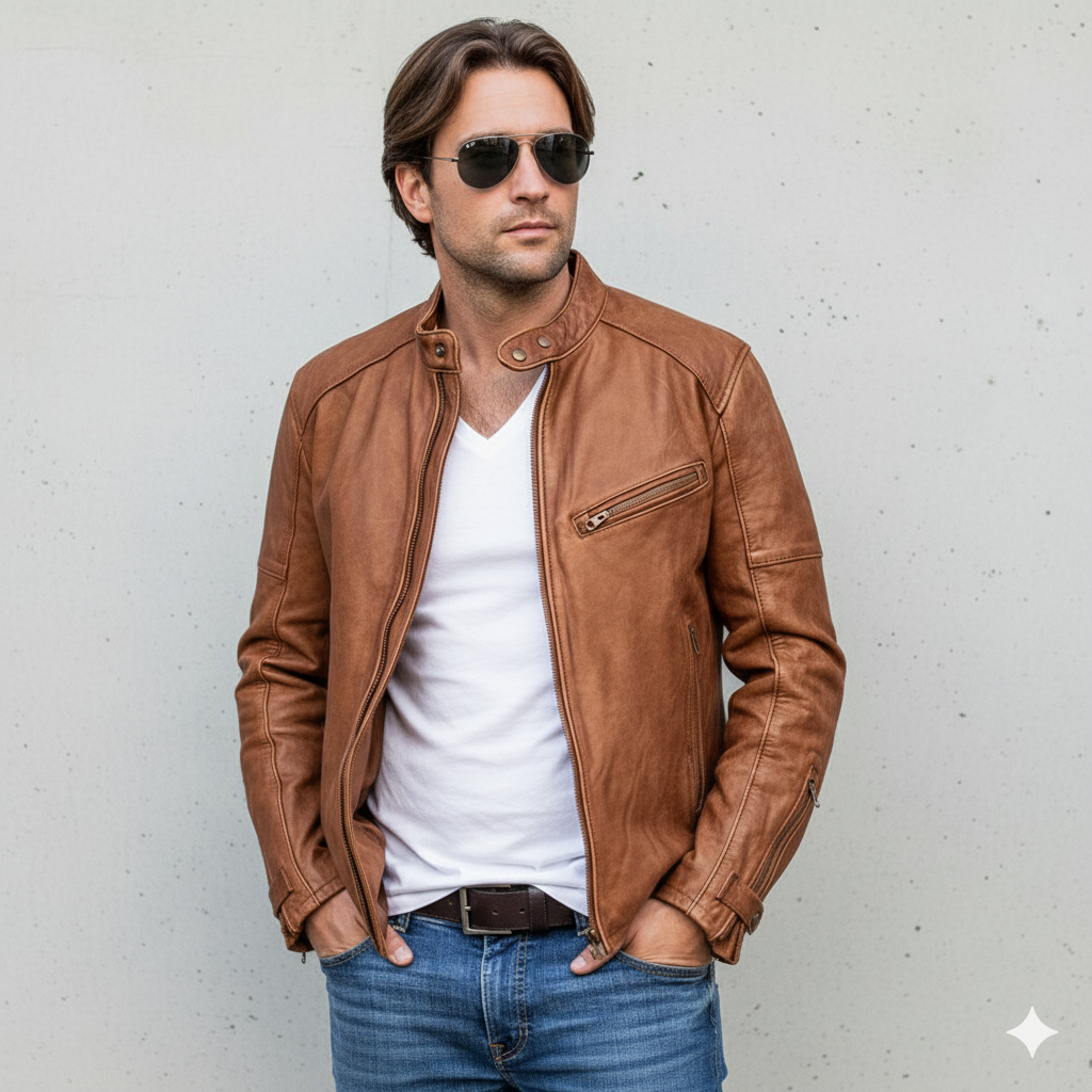 Herren Lederjacke im Biker-Stil | Modern & Lässig