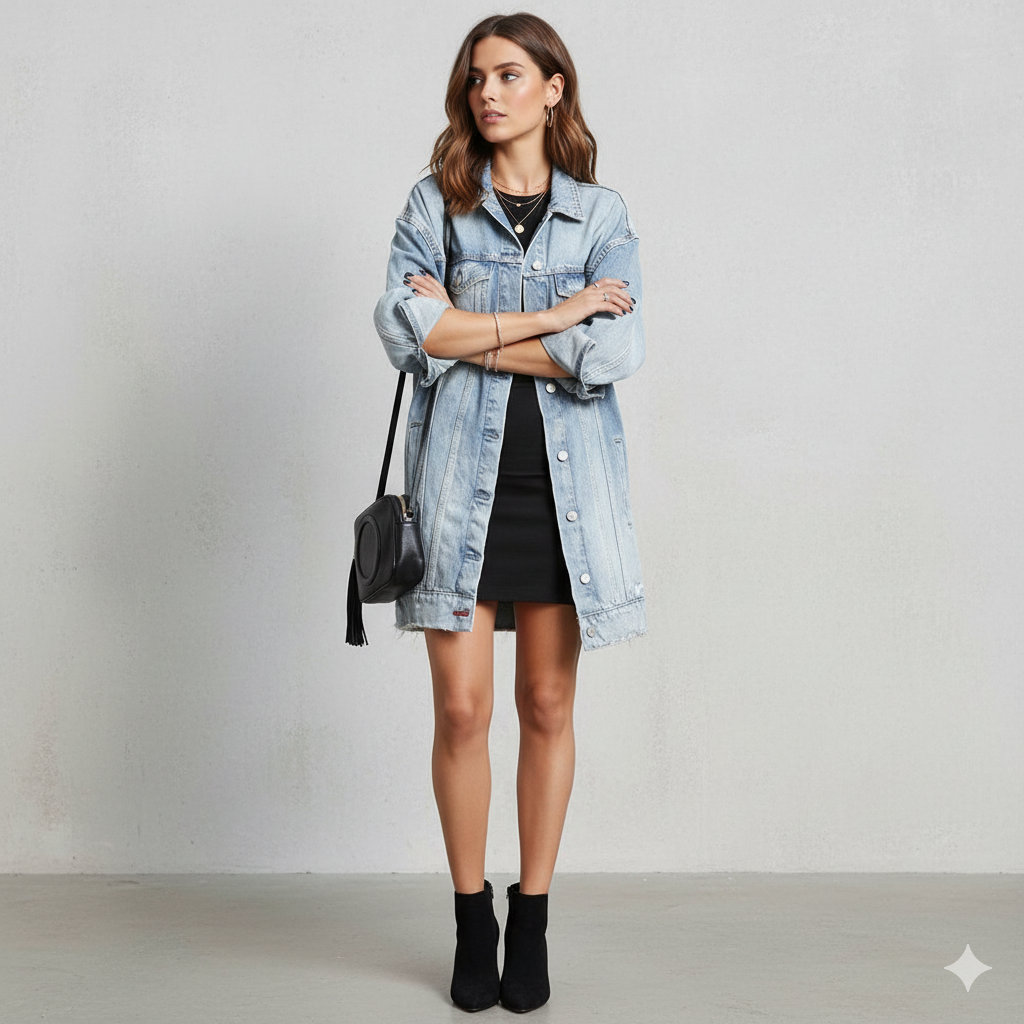 Damen Trenchcoat aus Denim | Mittellang & Modern | Übergang
