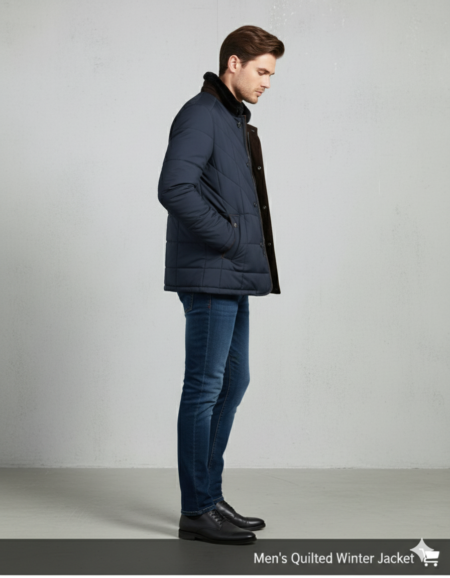 Elegante Herren Steppjacke mit Stehkragen | Warm | Winter