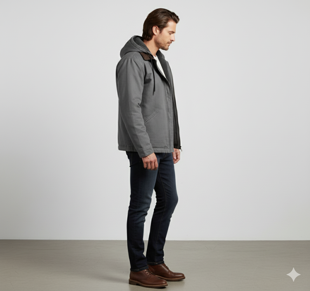 Warme Herren Kapuzenjacke mit Fleecefutter | Herbst Winter