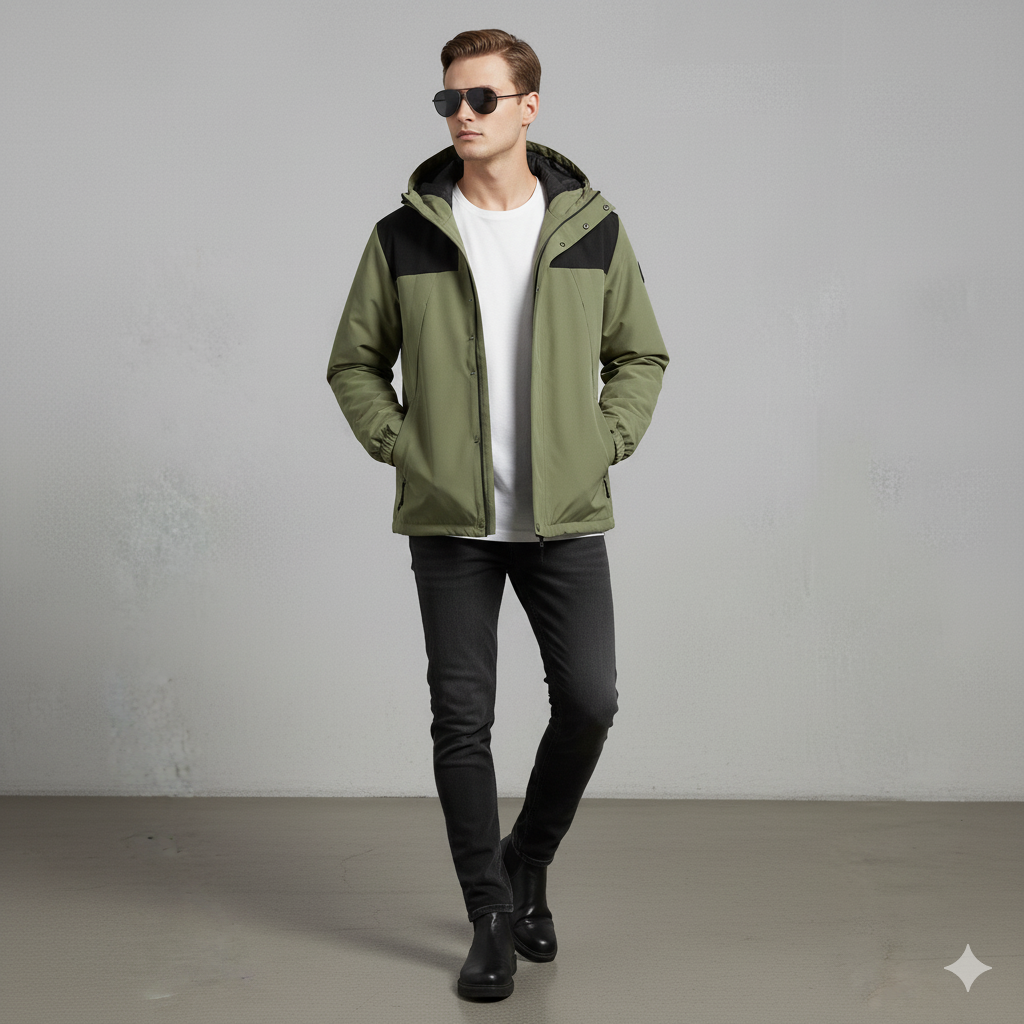 Herren Outdoorjacke mit Kapuze | Winddicht & Leicht | Freizeit