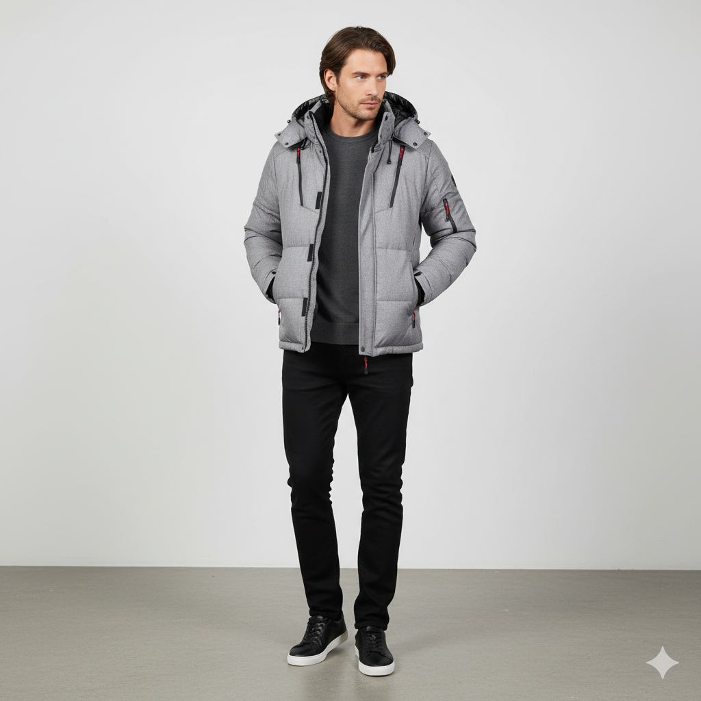 Herren Steppjacke mit Kapuze | Winter | Warm & Atmungsaktiv