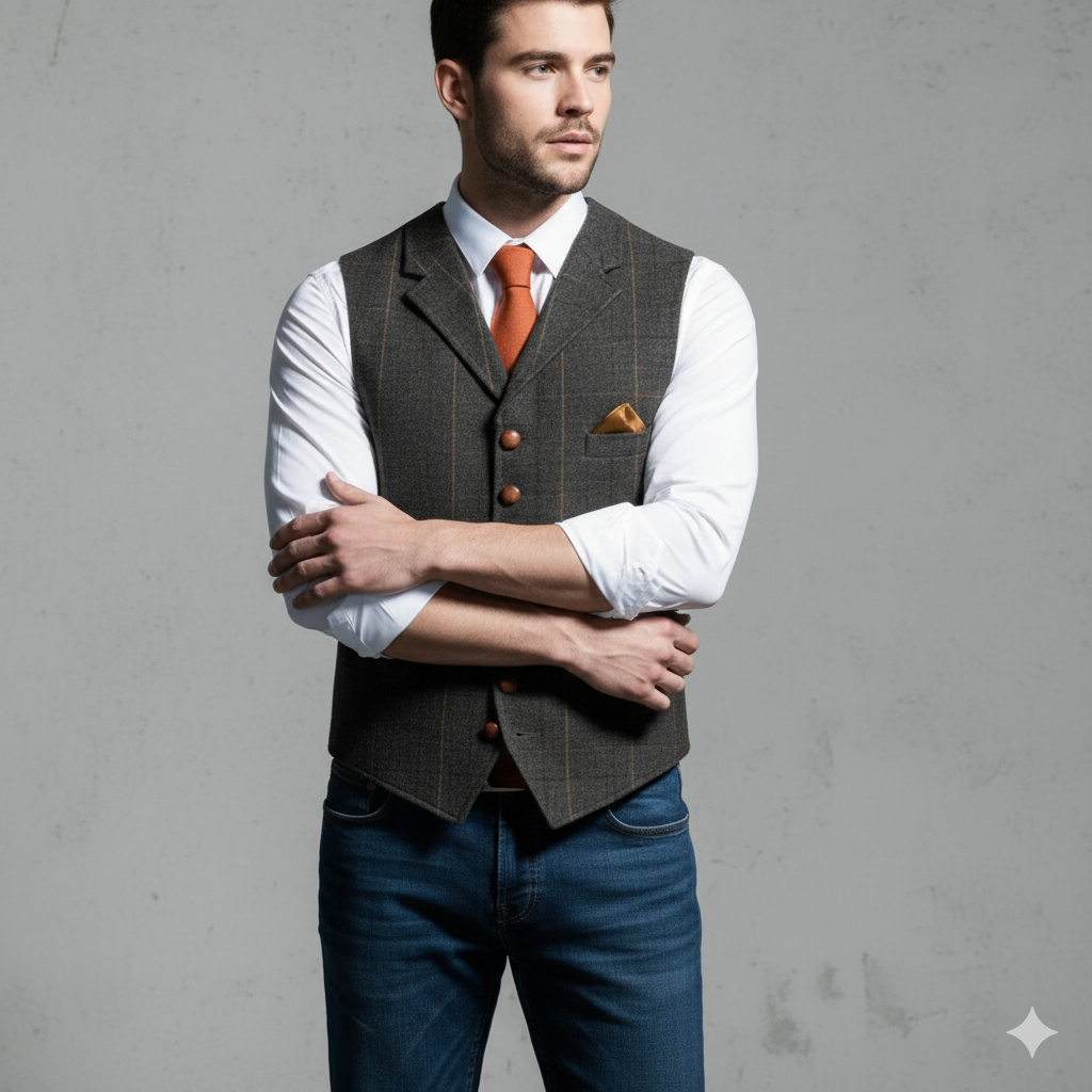 Herren Weste mit Karomuster | Elegant & Modern | Herbst/Winter