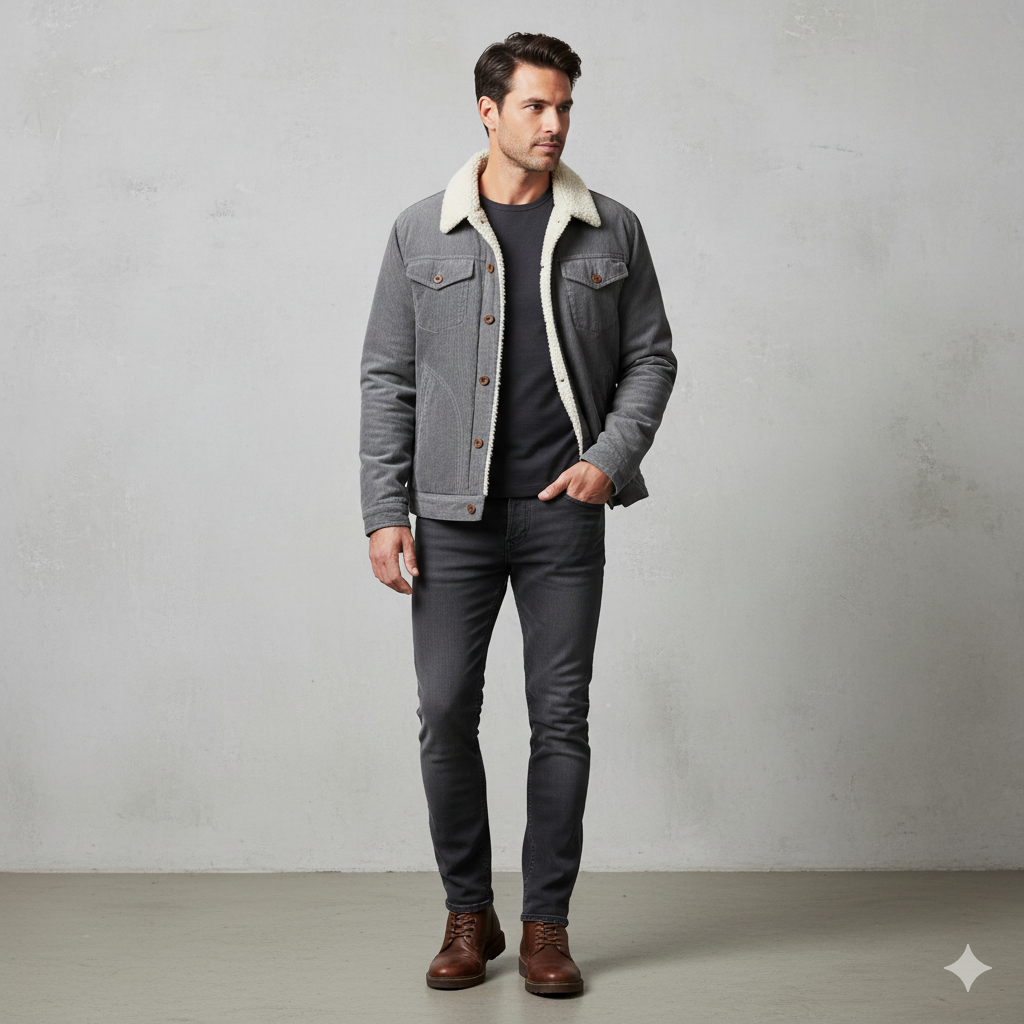 Herren Cordjacke mit Teddyfutter | Warm & Lässig | Herbst Winter