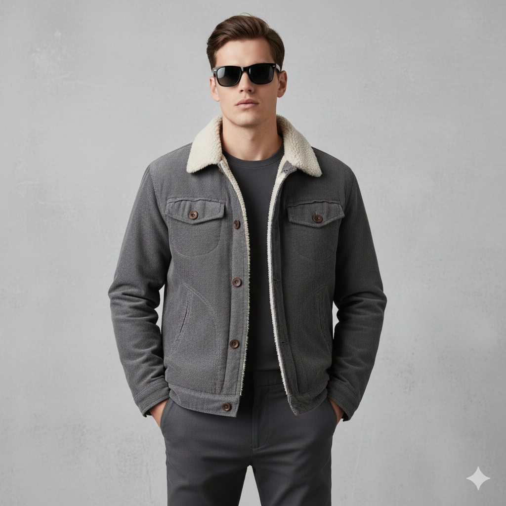 Herren Cordjacke mit Teddyfutter | Warm & Lässig | Herbst Winter
