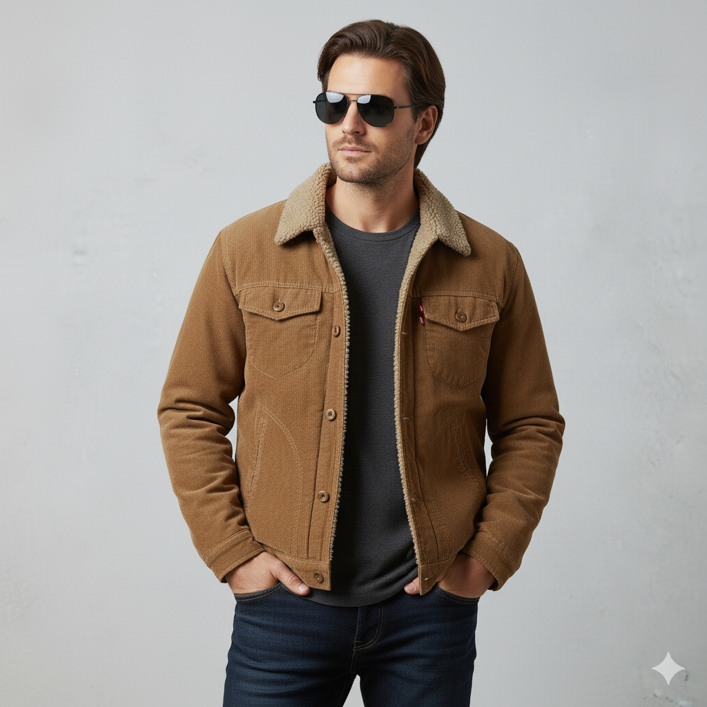 Herren Cordjacke mit Teddyfutter | Warm & Lässig | Herbst Winter