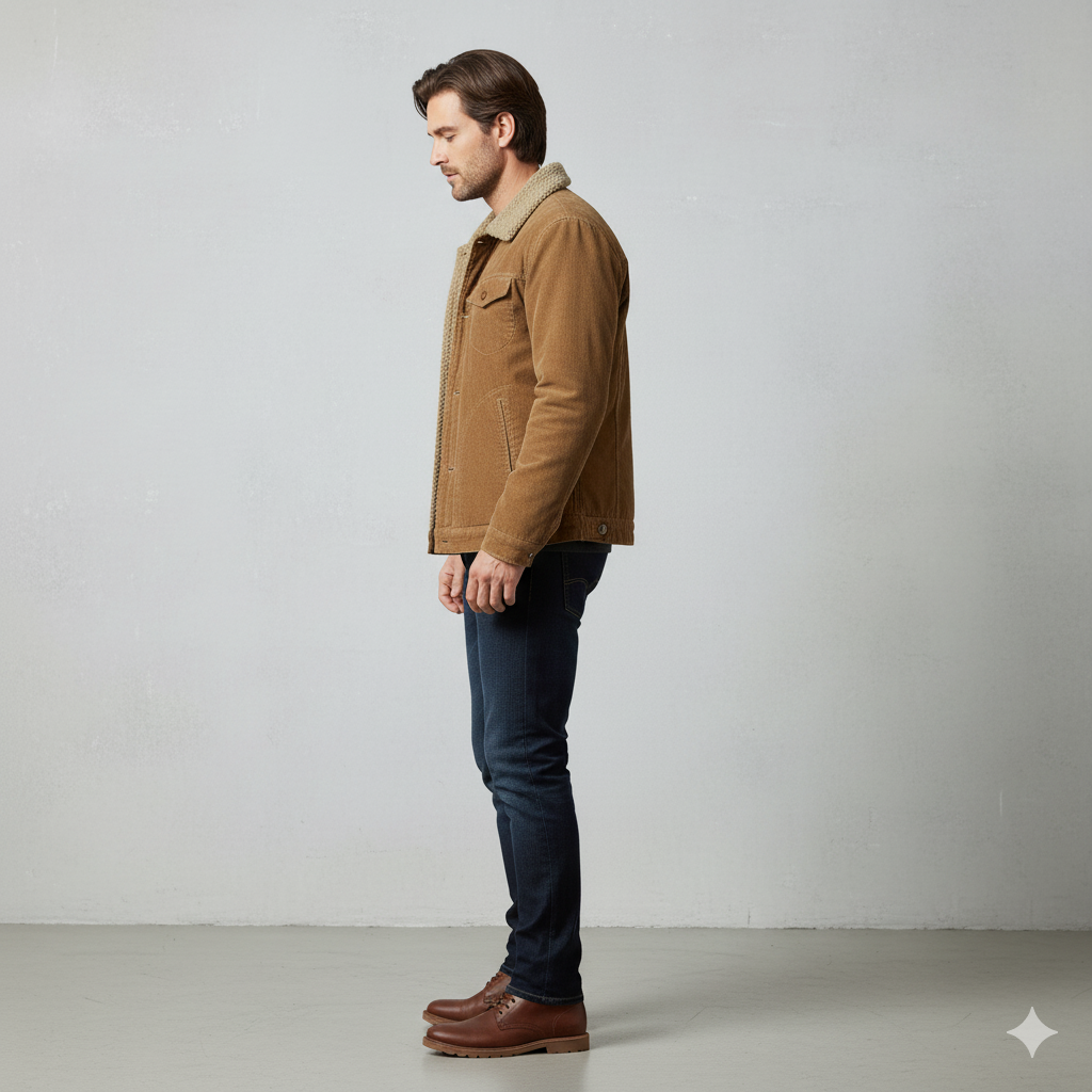 Herren Cordjacke mit Teddyfutter | Warm & Lässig | Herbst Winter
