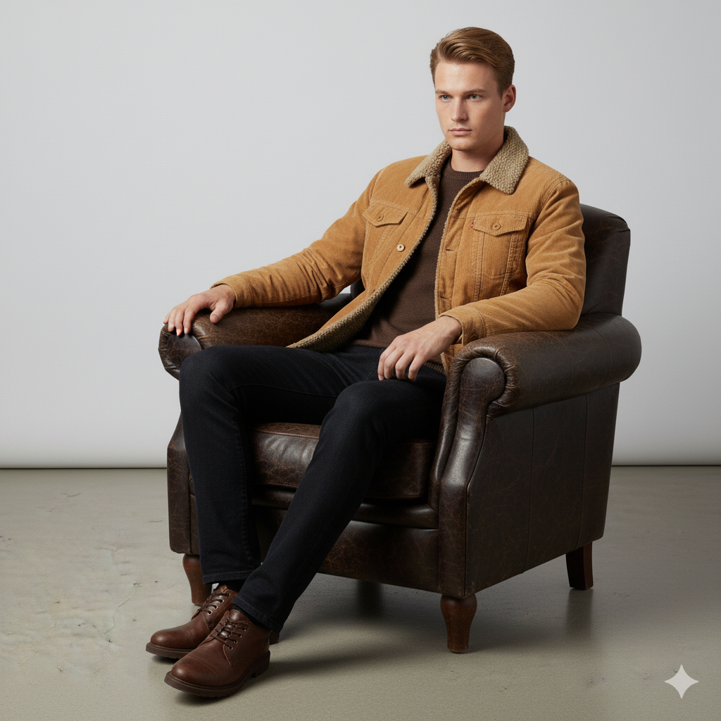 Herren Cordjacke mit Teddyfutter | Warm & Lässig | Herbst Winter