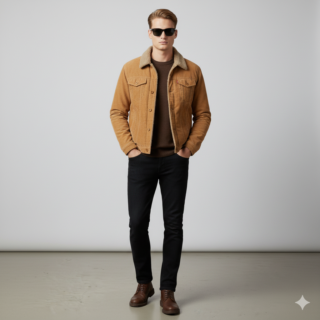 Herren Cordjacke mit Teddyfutter | Warm & Lässig | Herbst Winter