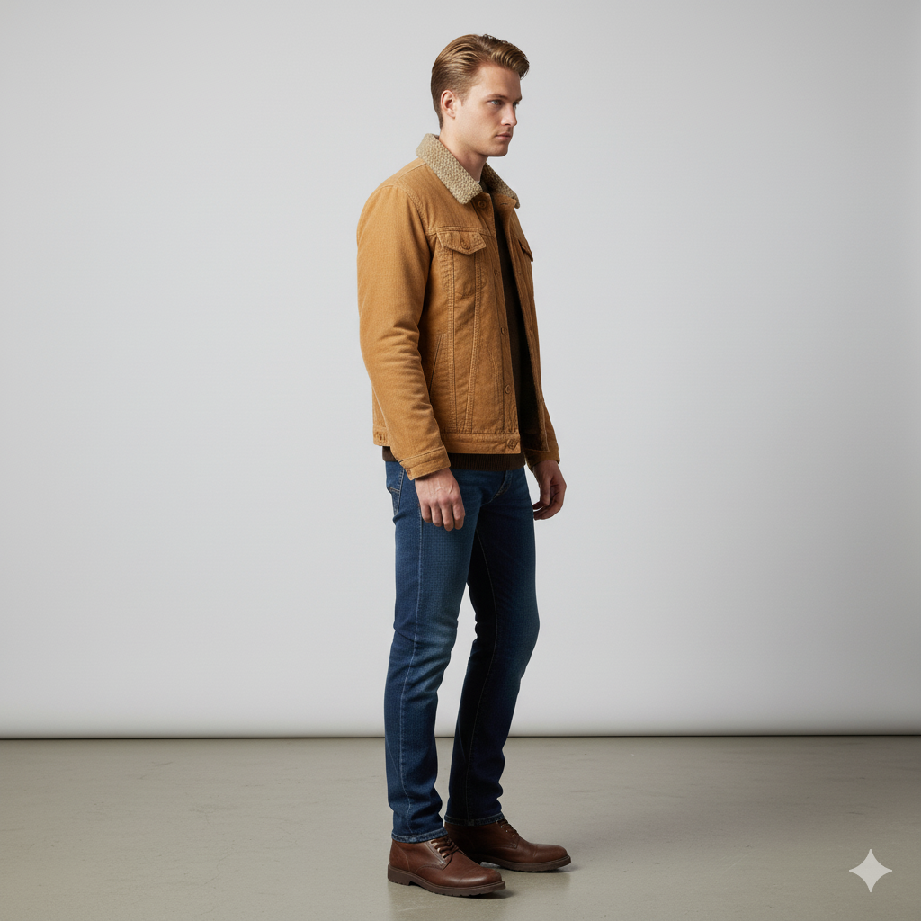Herren Cordjacke mit Teddyfutter | Warm & Lässig | Herbst Winter