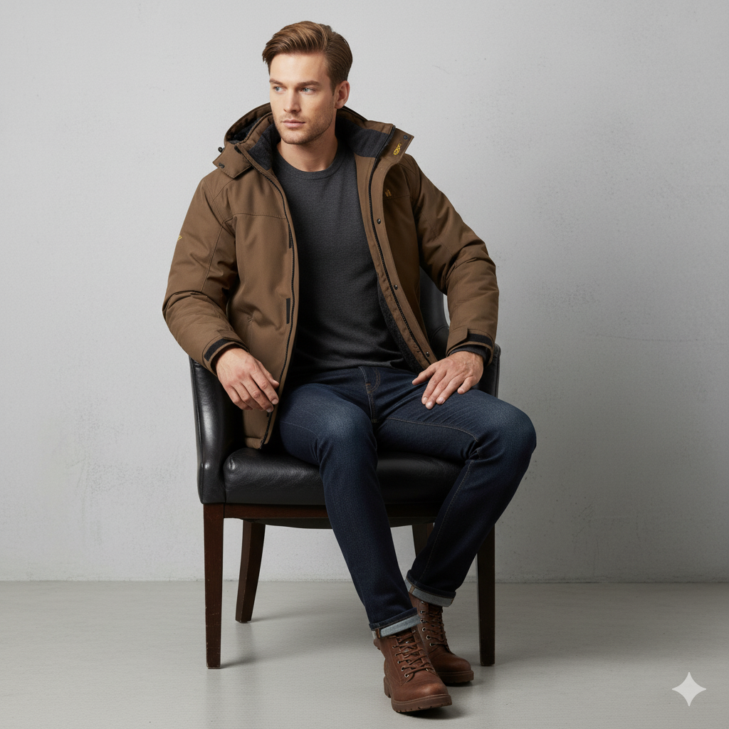 Herren Skijacke mit Kapuze | Winddicht & Warm | Winter Outdoor