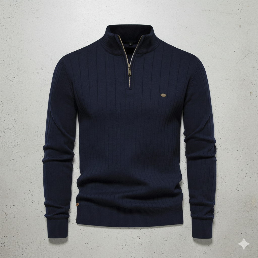 Herren Strickpullover mit Stehkragen | Halbzip | Winter