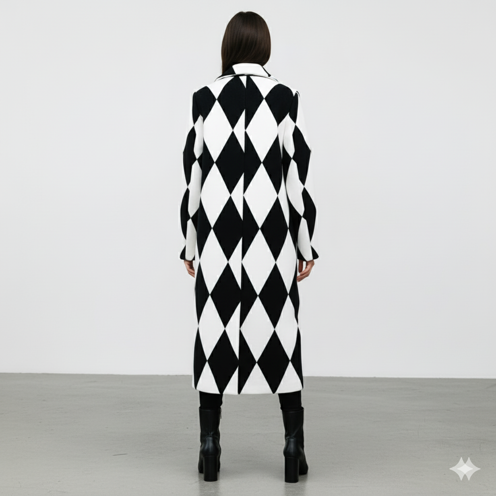 Damen Wollmantel mit Karomuster | Oversize & Warm | Winter