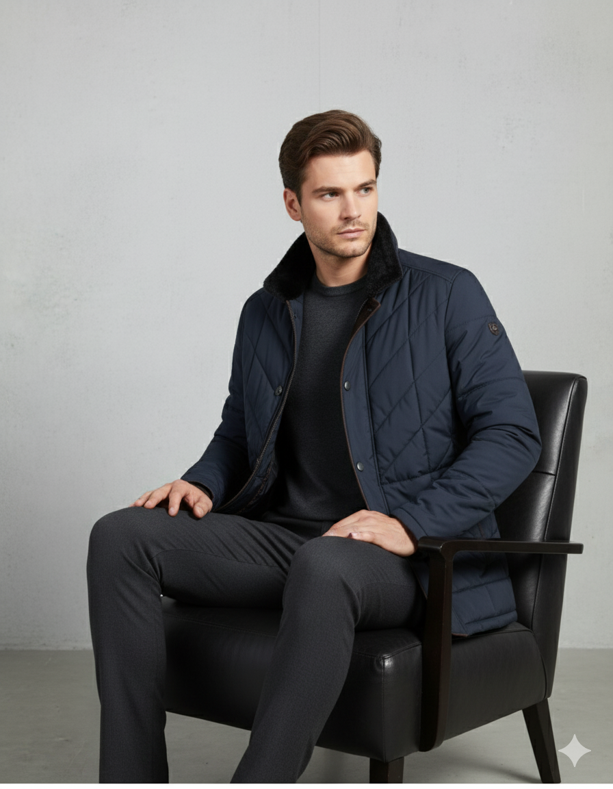 Elegante Herren Steppjacke mit Stehkragen | Warm | Winter