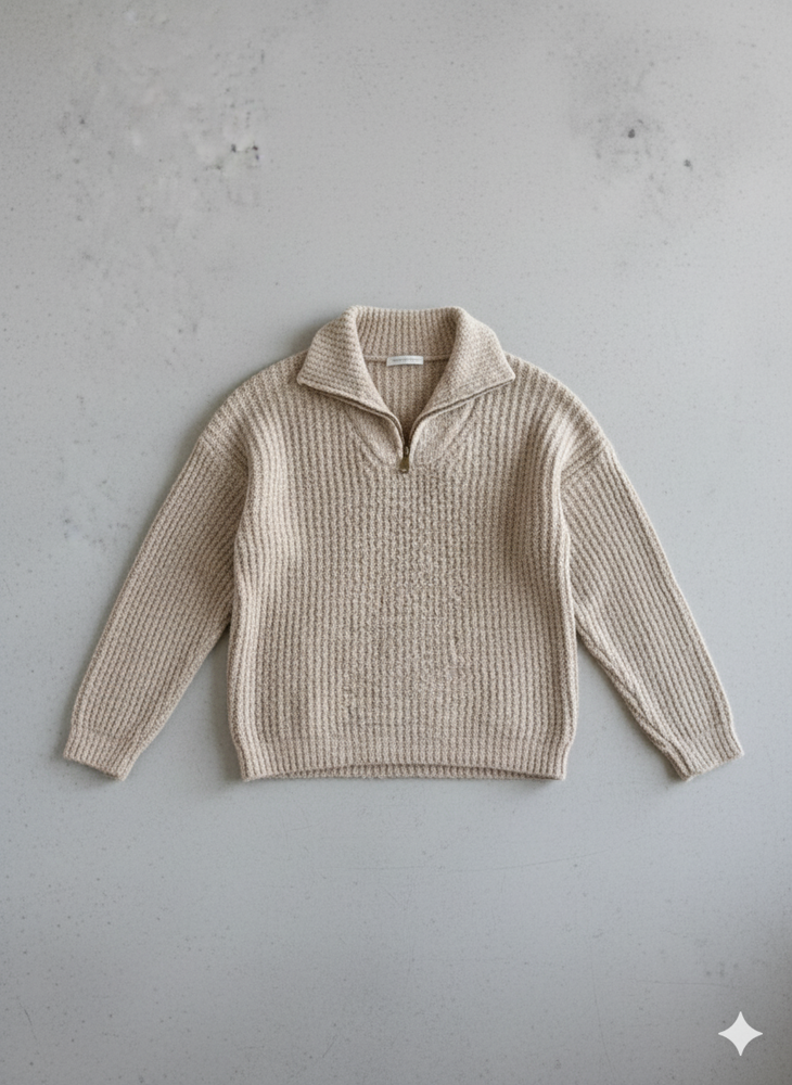 Kuscheliger Damen Strickpullover mit Reißverschluss | Winter