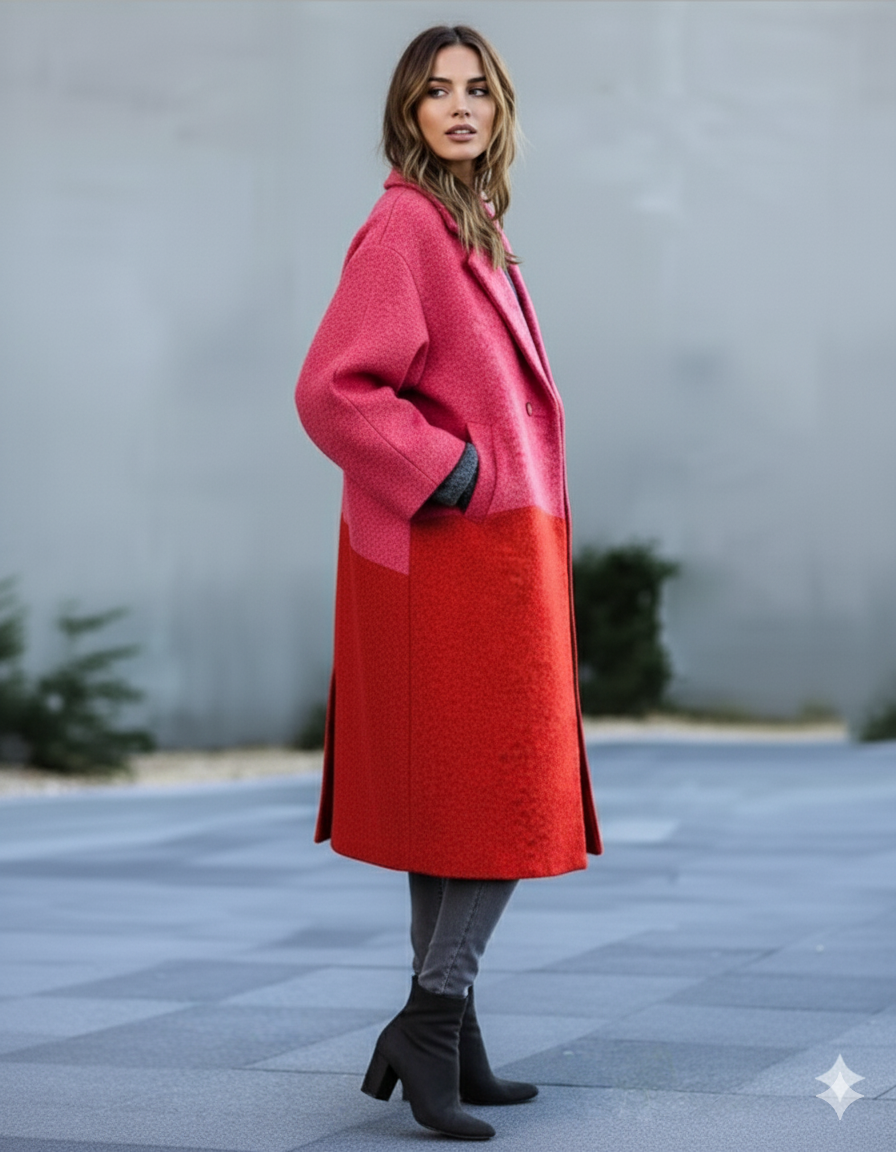 Damen Wollmantel mit Karomuster | Oversize & Warm | Winter