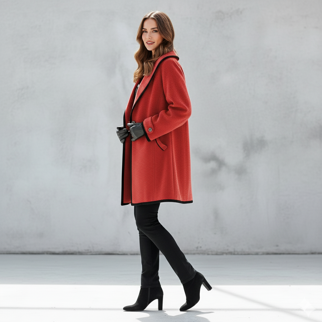 Eleganter Damenmantel mit Kontrastdetails | Herbst/Winter