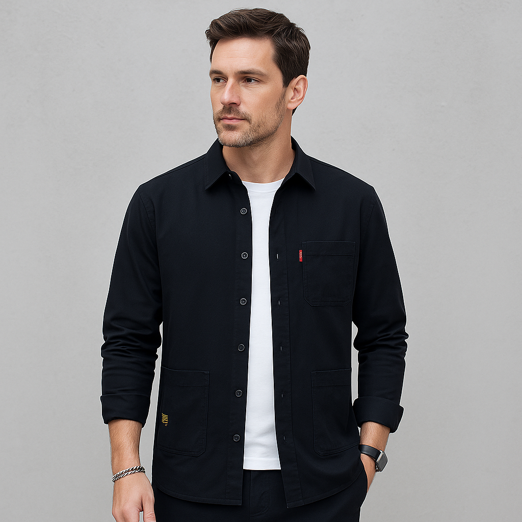 Herren Freizeithemd langarm | Modern mit Brusttasche