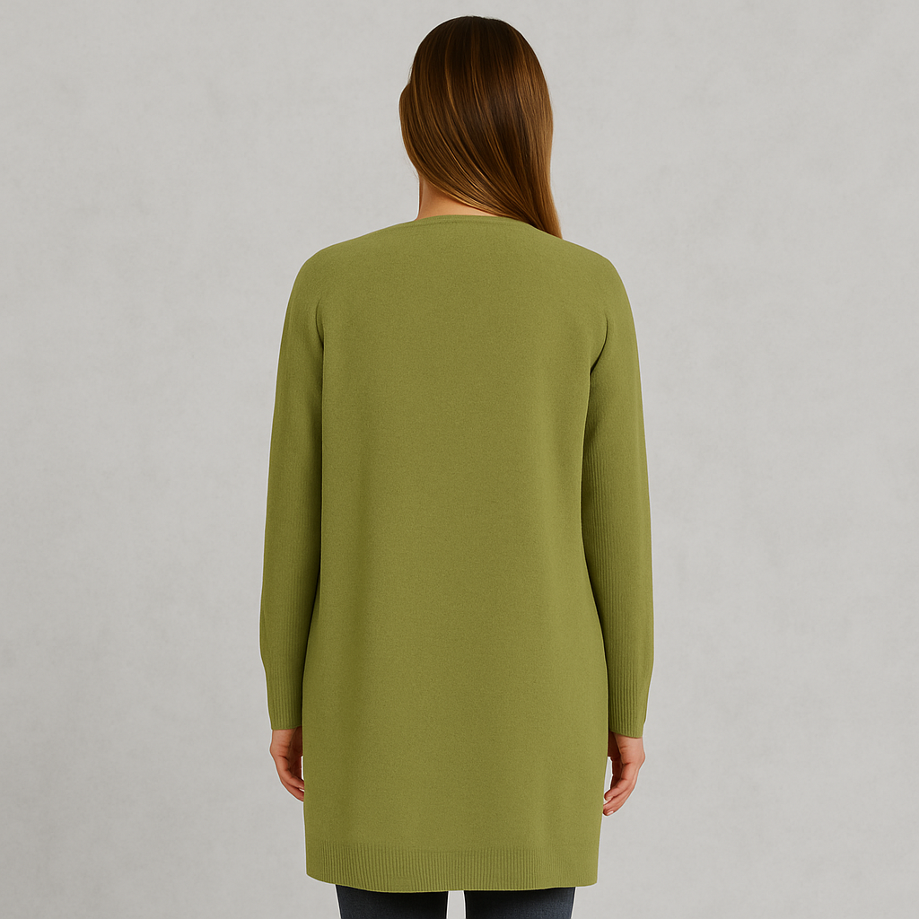 Langer Damen Strickjacke mit Taschen | Herbst & Winter | Elegant