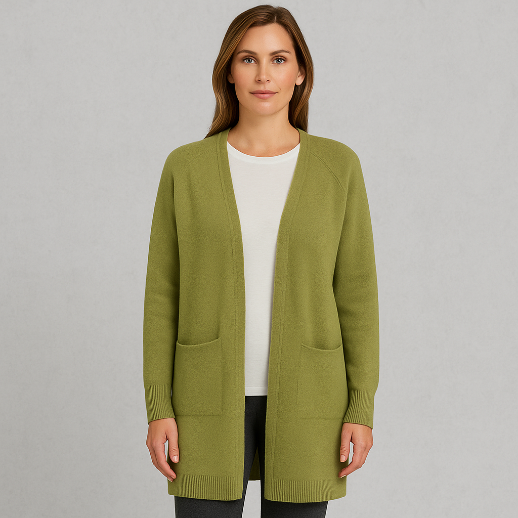 Langer Damen Strickjacke mit Taschen | Herbst & Winter | Elegant