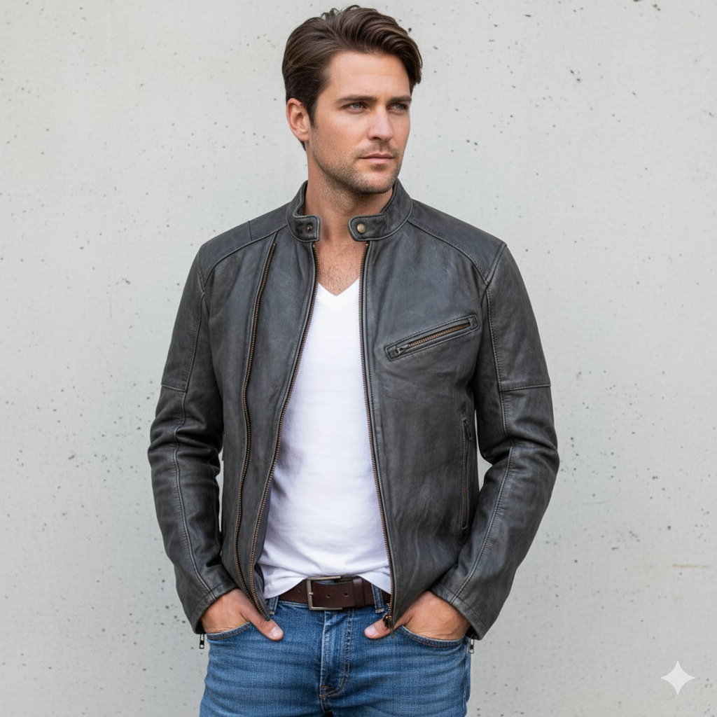 Herren Lederjacke im Biker-Stil | Modern & Lässig