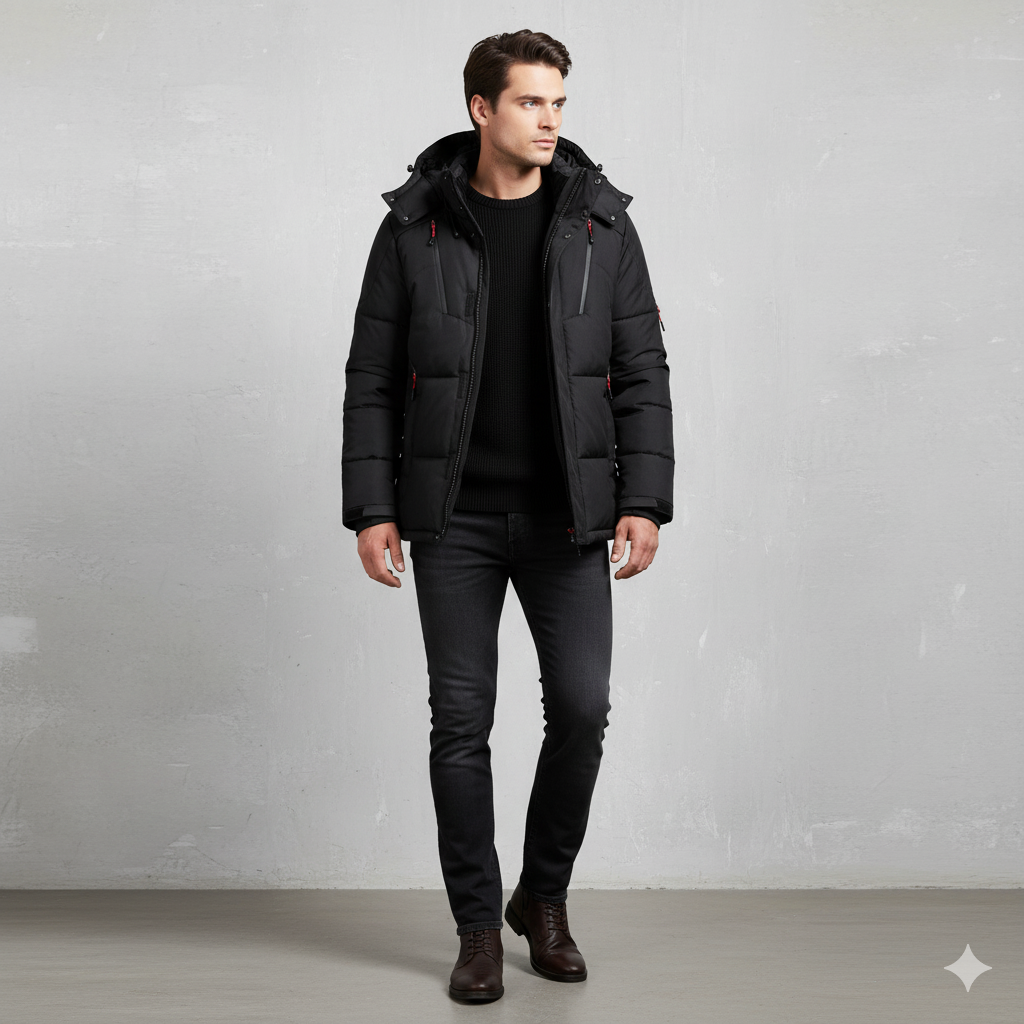 Warme Herren Daunenjacke mit Kapuze | Winter | Outdoor