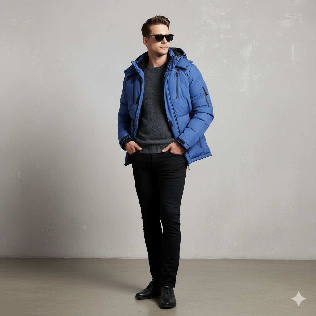 Warme Herren Daunenjacke mit Kapuze | Winter | Outdoor
