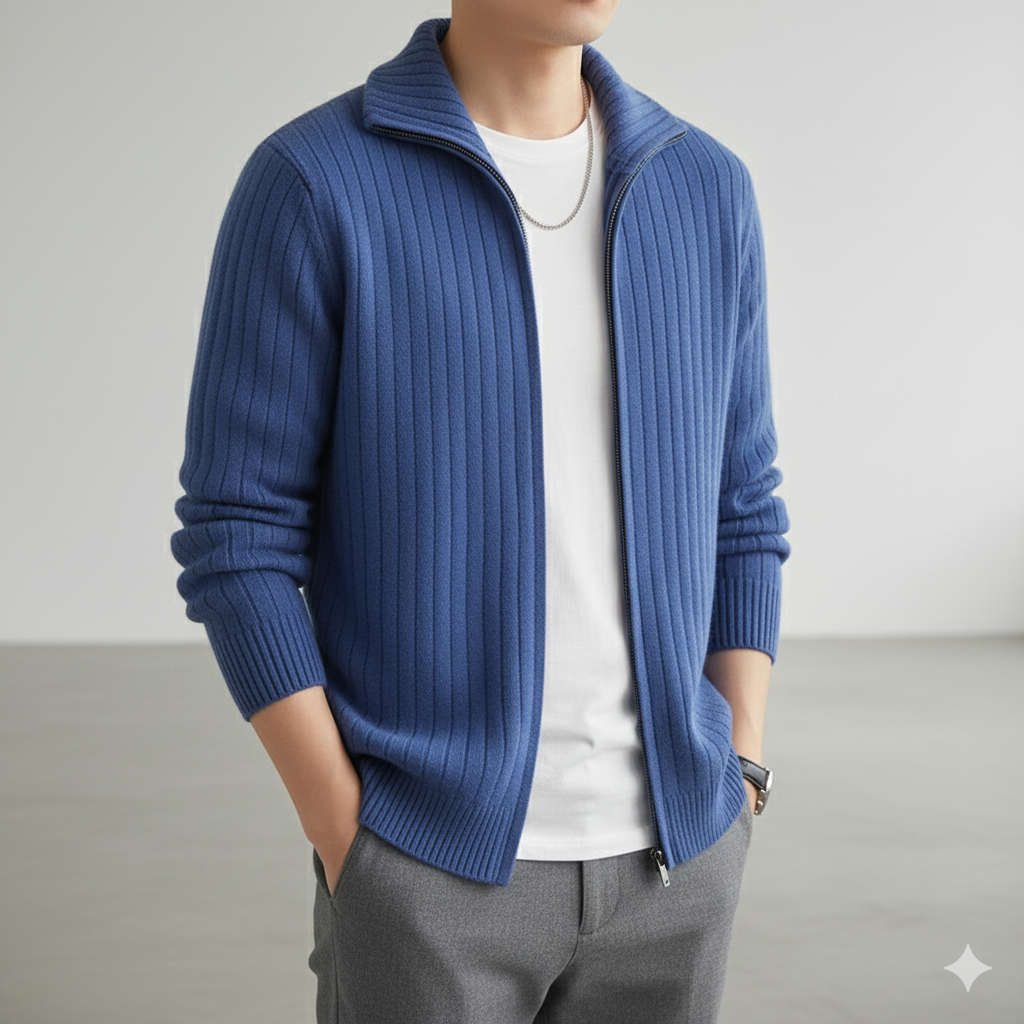 Herren Wollpullover mit Reißverschlusskragen | Elegant | Winter