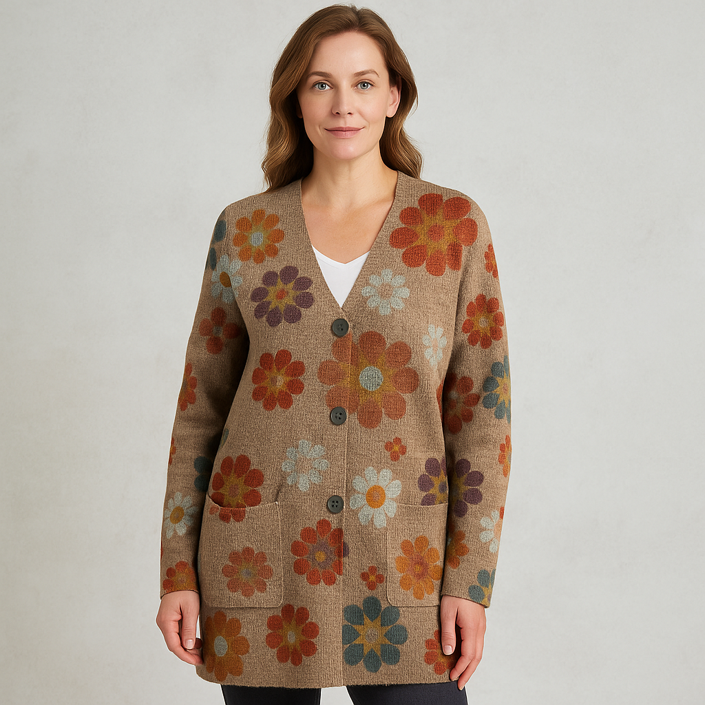 Damen Strickjacke mit abstraktem Print | Herbst/Winter | Stylisch