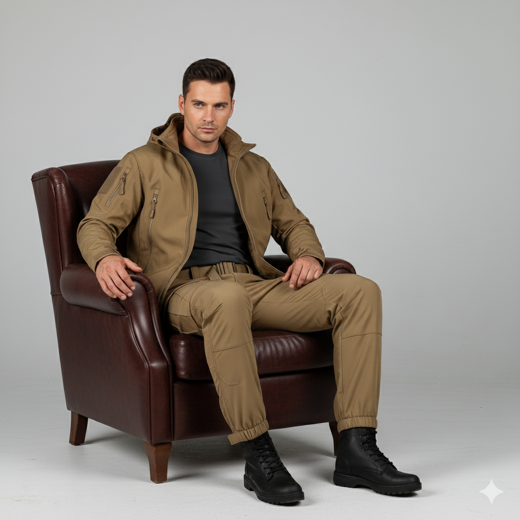 Herren Outdoor Taktikanzug mit Kapuze | Wasserabweisend & Winter